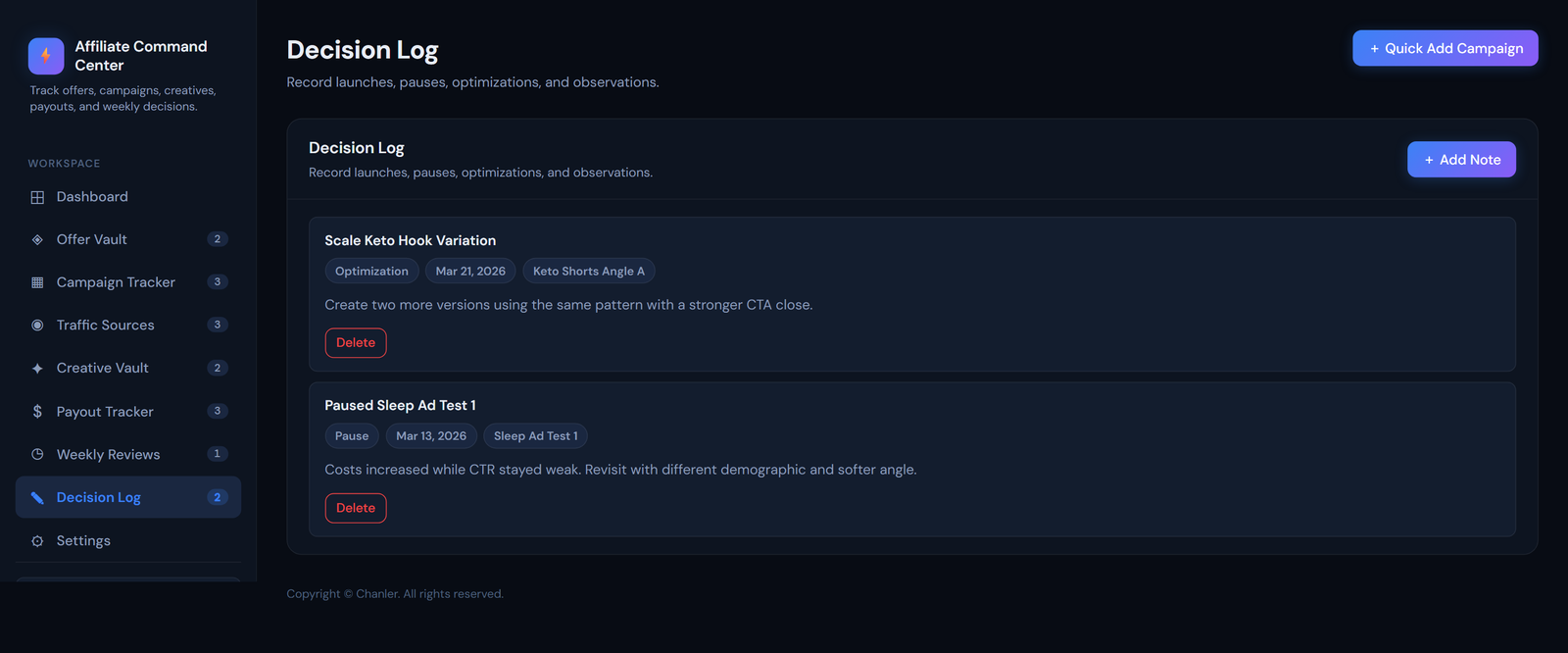 Decision Log Starter screenshot